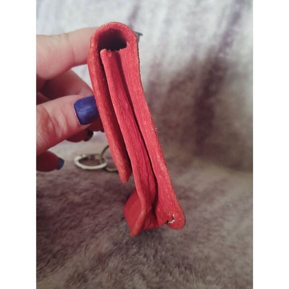 VTG Lillian Vernon Red Suede Genuine Leather Card Holder Make-up Pouch Wallet - Picture 4 of 8